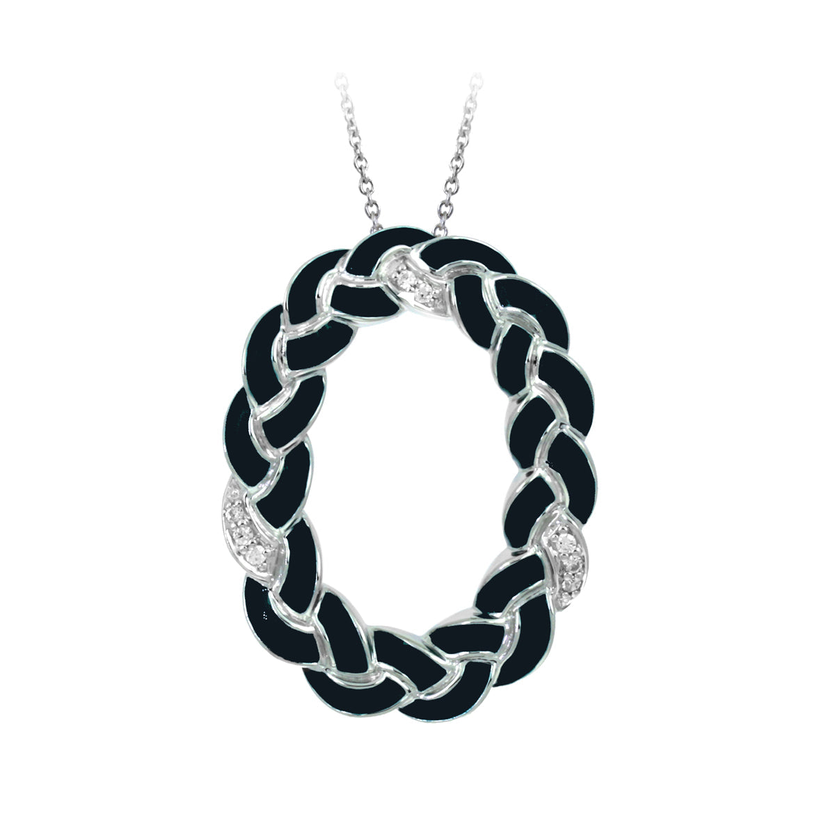 Braid Oval Pendant with Stones