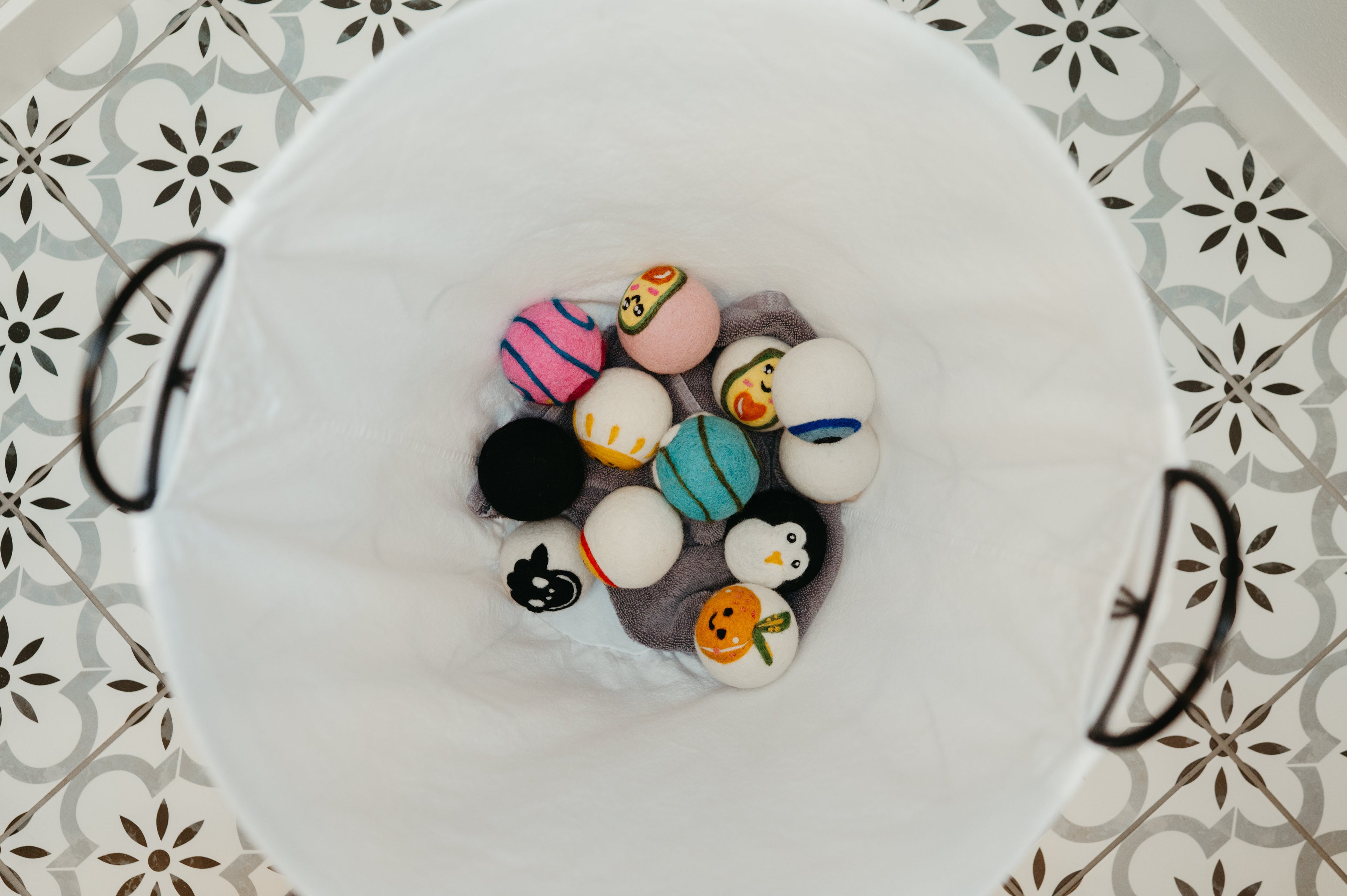 Organic Wool Dryer Balls--Avocados On Pink