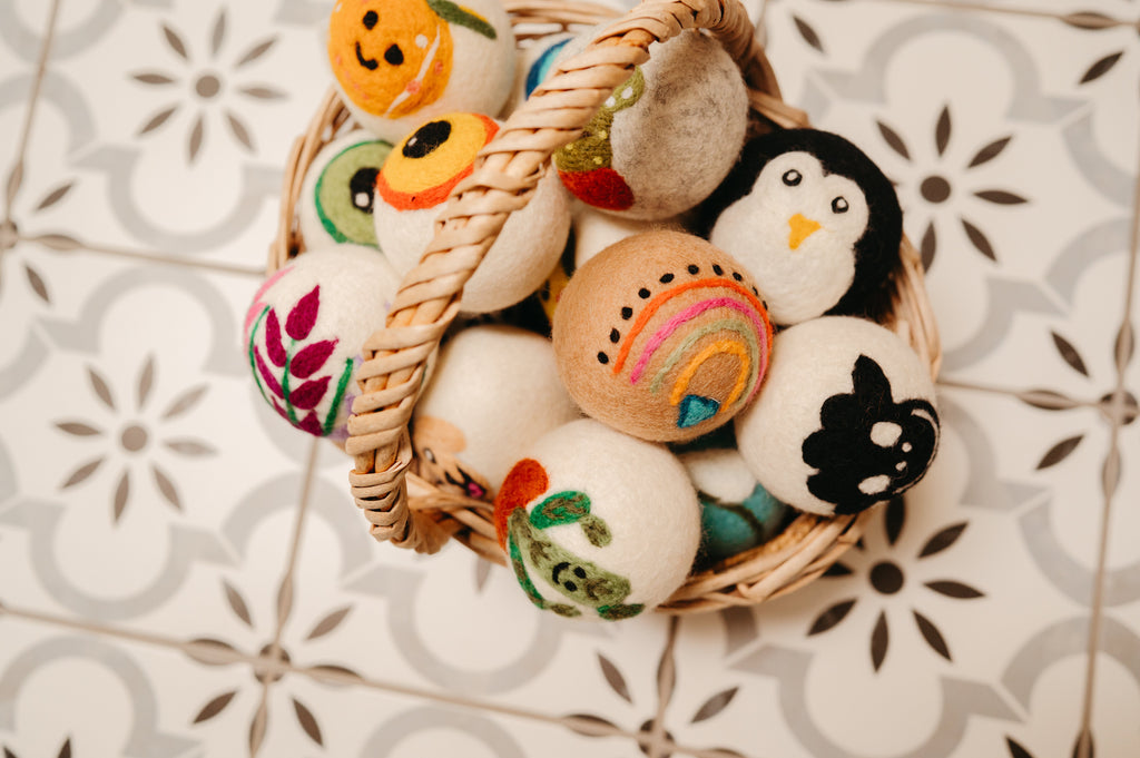 Organic Wool Dryer Balls--Rainbow Brite