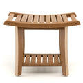 Waterproof Bath Stool with Curved Seat and Storage Shelf