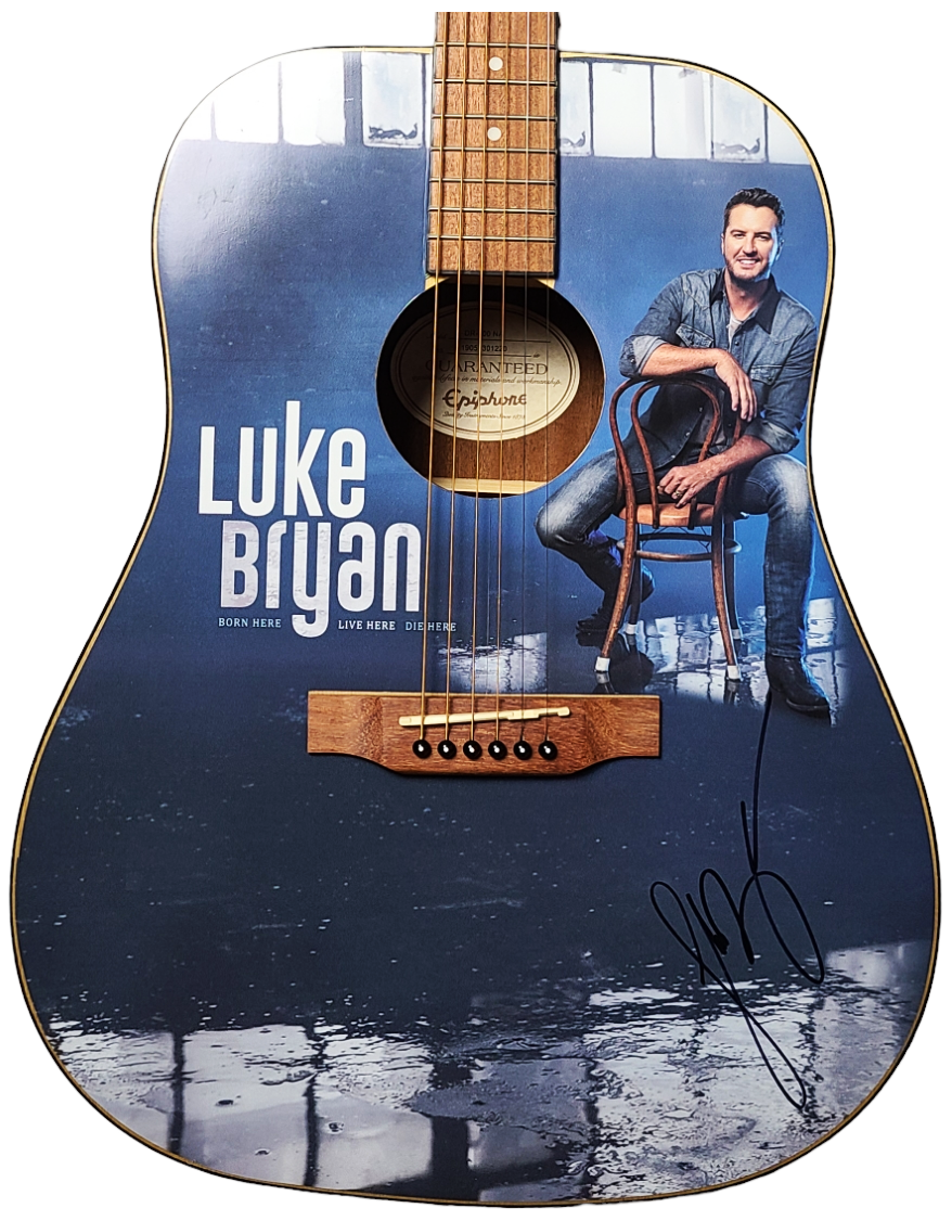 Luke Bryan Signed Official Epiphone DR-100 NA Acoustic Graphics Guitar