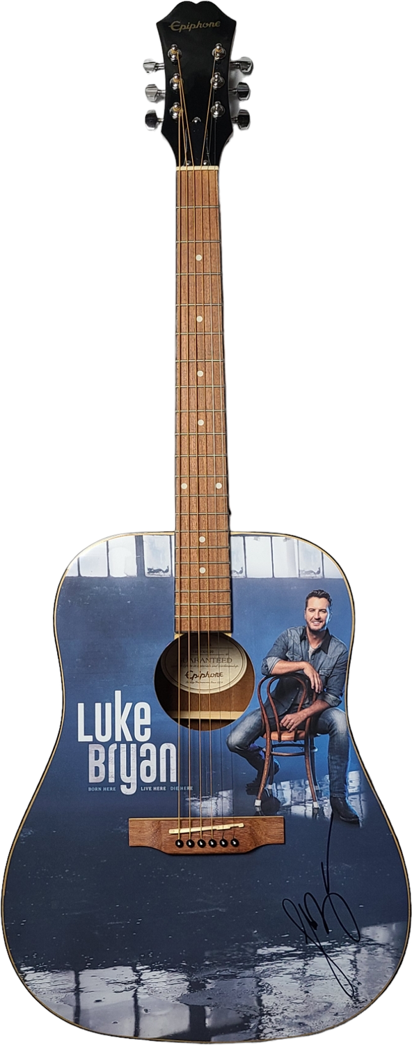 Luke Bryan Signed Official Epiphone DR-100 NA Acoustic Graphics Guitar