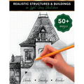 Realistic Structures & Buildings in Light Grey Sketches: Architecture Drawing Book for Kids and Teens - Paperback