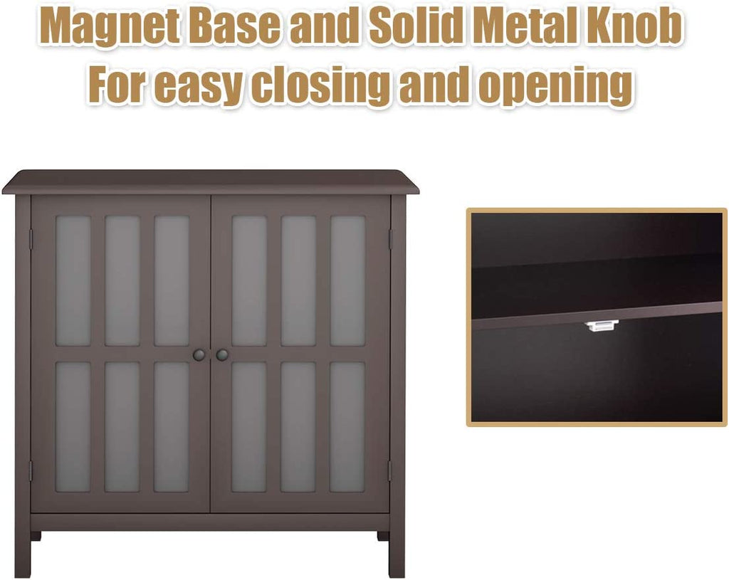 Glass Door Sideboard Console Storage Buffet Cabinet