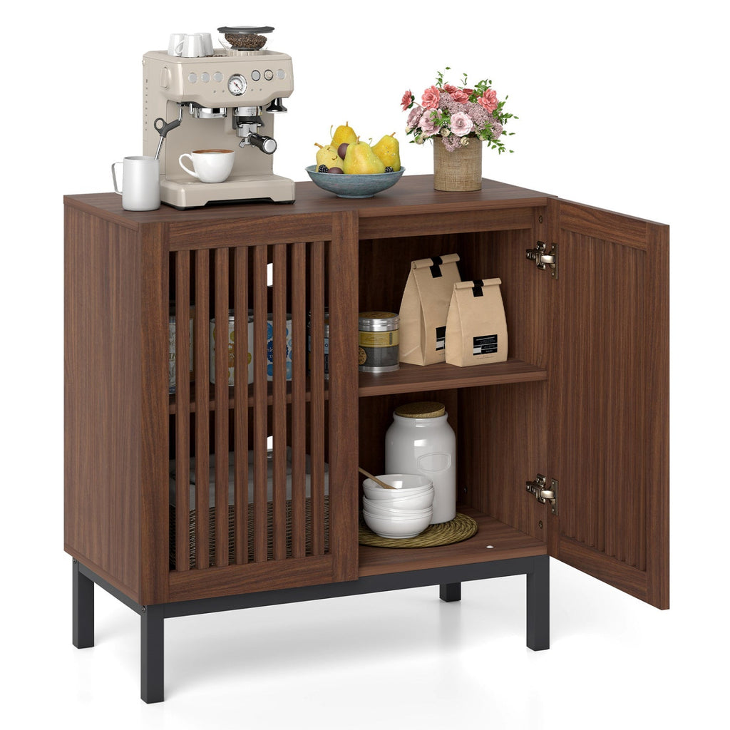 Buffet Cabinet with Storage 32" Wooden Sideboard Coffee Bar Station-Walnut
