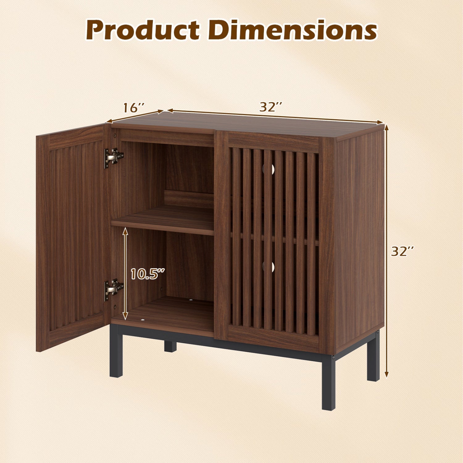 Buffet Cabinet with Storage 32" Wooden Sideboard Coffee Bar Station-Walnut