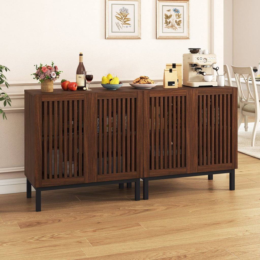 Buffet Cabinet with Storage 32" Wooden Sideboard Coffee Bar Station-Walnut