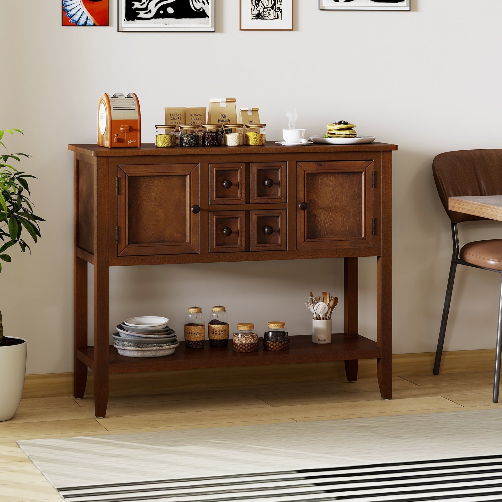 Buffet Sideboard Cabinet with 2 Doors and 2 Drawers