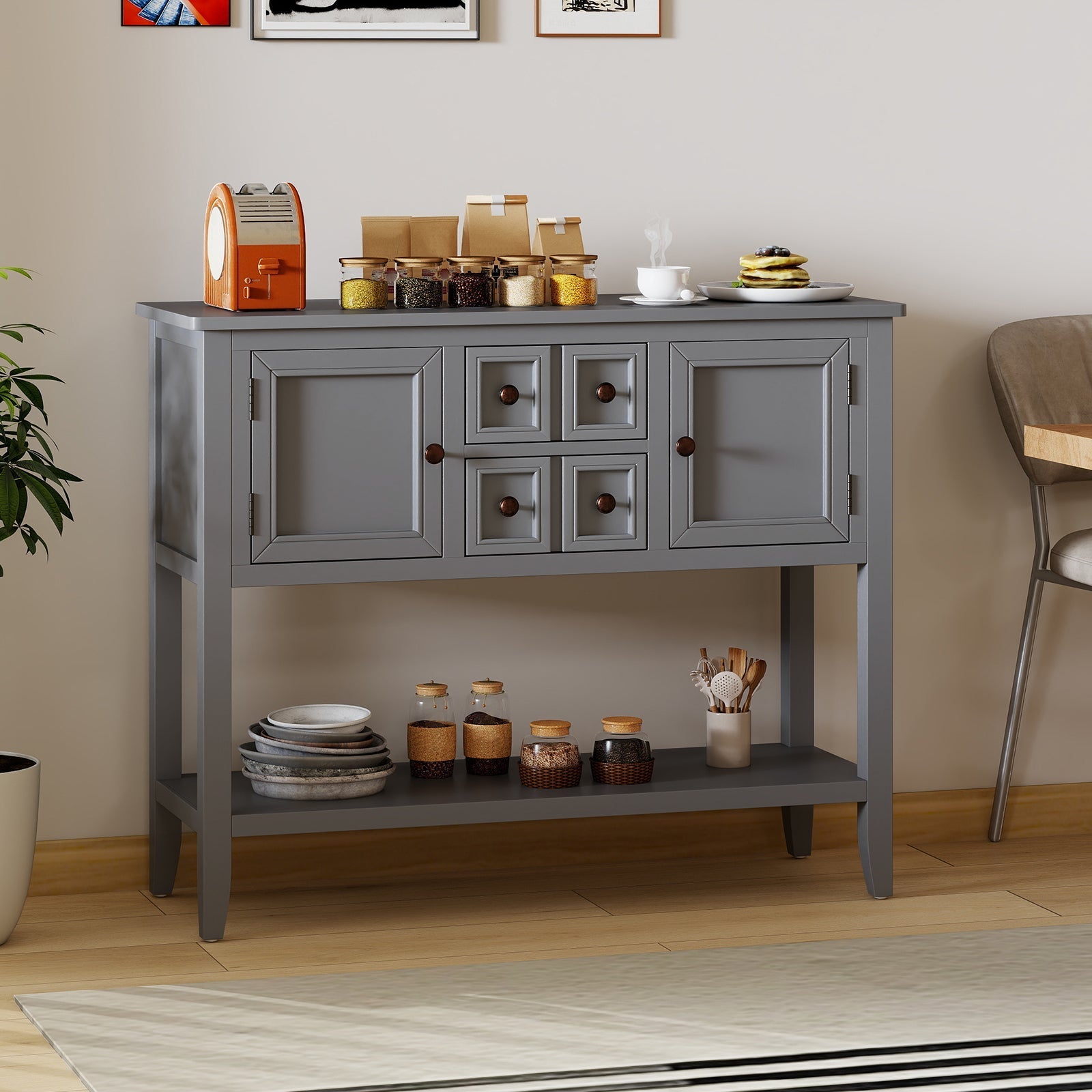Buffet Sideboard Cabinet with 2 Doors and 2 Drawers