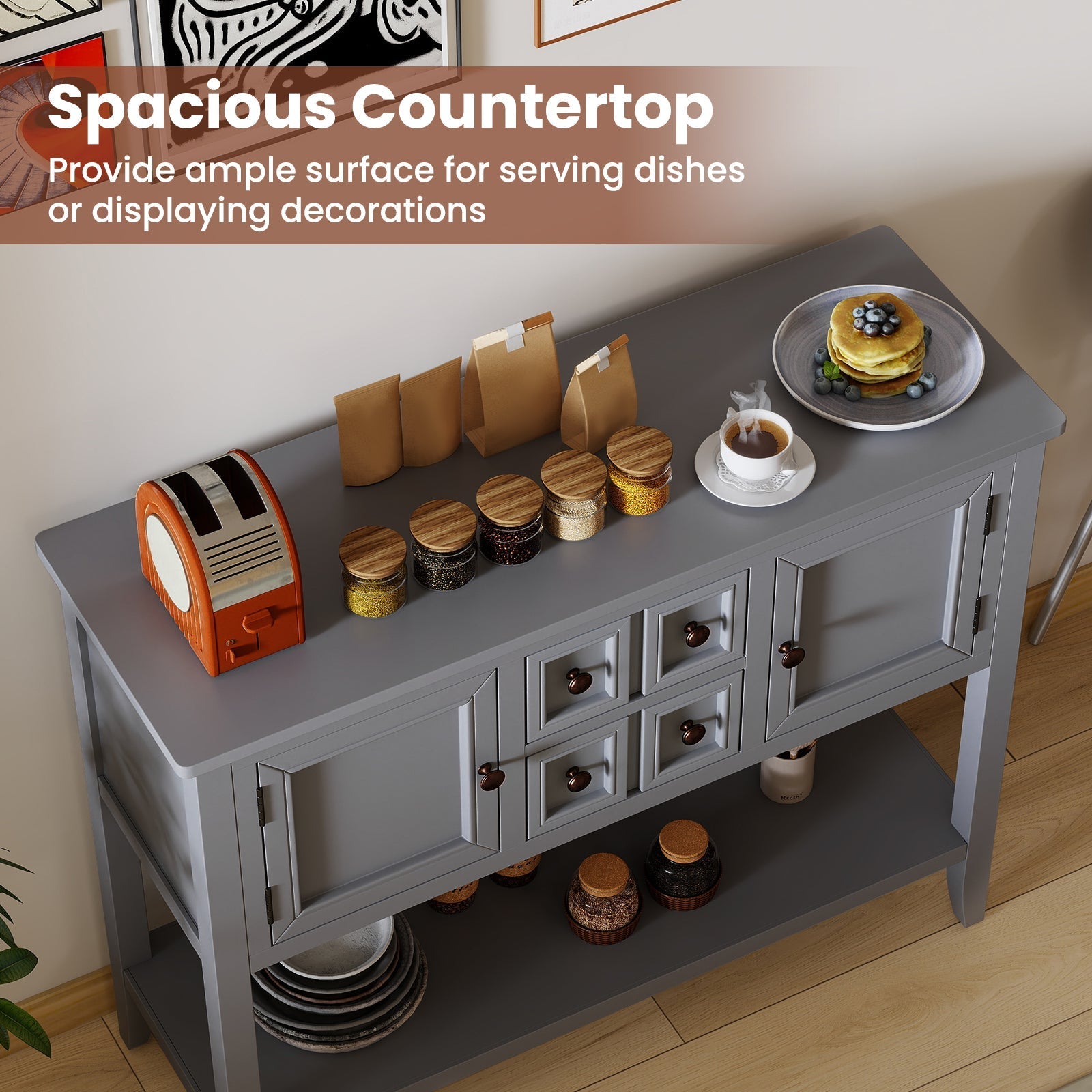 Buffet Sideboard Cabinet with 2 Doors and 2 Drawers