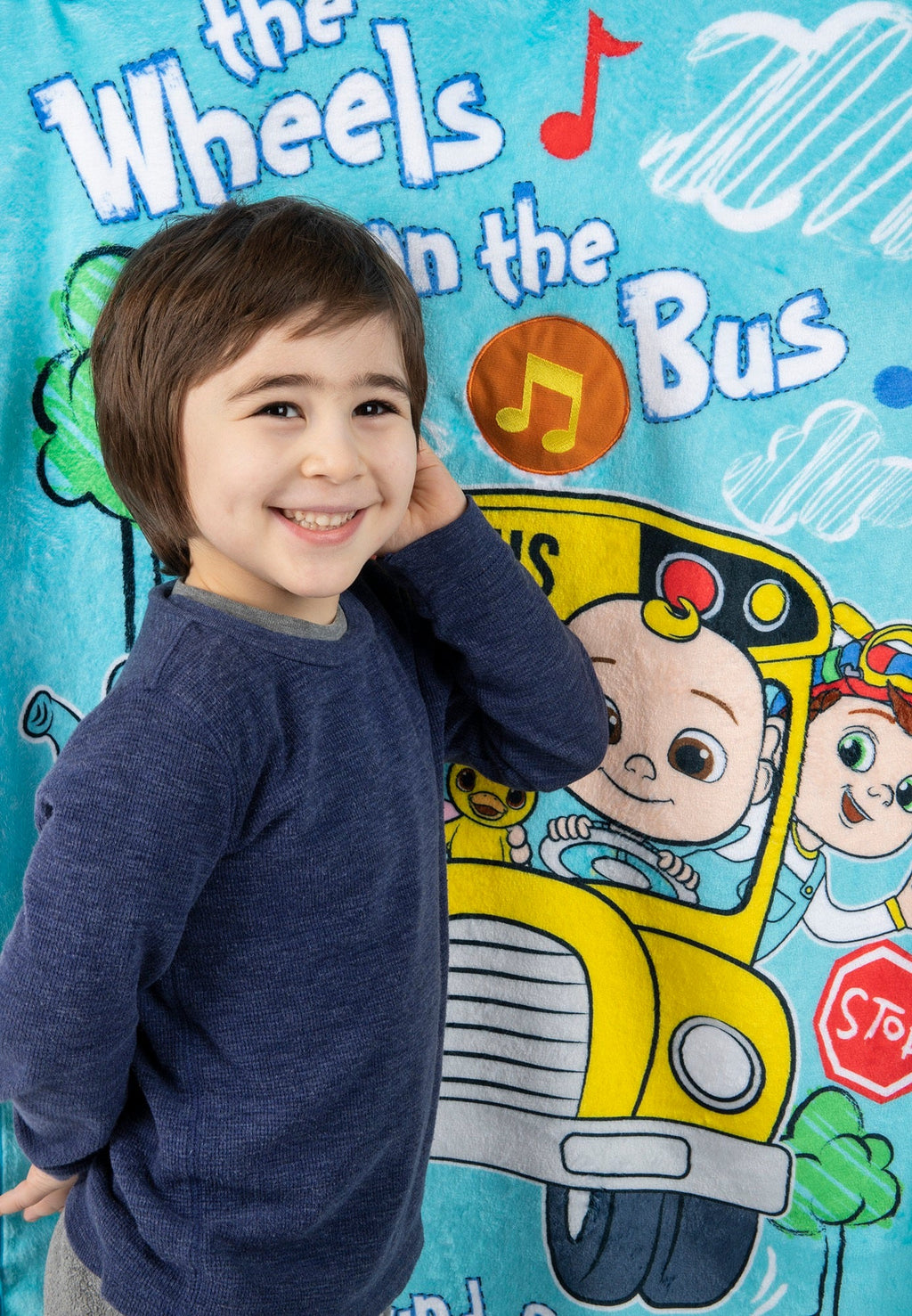 NoJo CoComelon Plush Musical Toddler Blanket  - Plays Wheels on the Bus