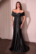 Ladivine CDS507 Dress Off The Shoulder Satin & Lace Gown