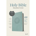 KJV Large Print Premium Value Thinline Bible, Filament Enabled (Leatherlike, Floral Wreath Teal, Red Letter) - Imitation Leather