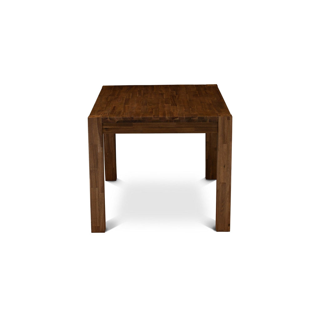 EAST WEST FURNITURE - CNAB5-NN-35 - 5-Pc Dining Table Set- 4 Dining Chairs and Rectangular Dining Table - Doeskin Linen Fabric Seat and High Chair Back (Antique Walnut Finish)