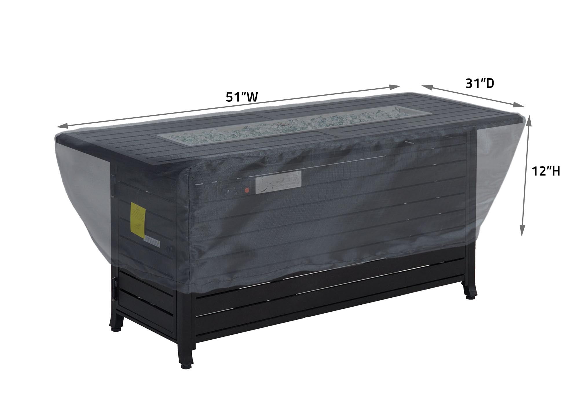 Fire Pit Cover Rectangle 50x30 - 51''Wx31''Dx12''H - Mercury