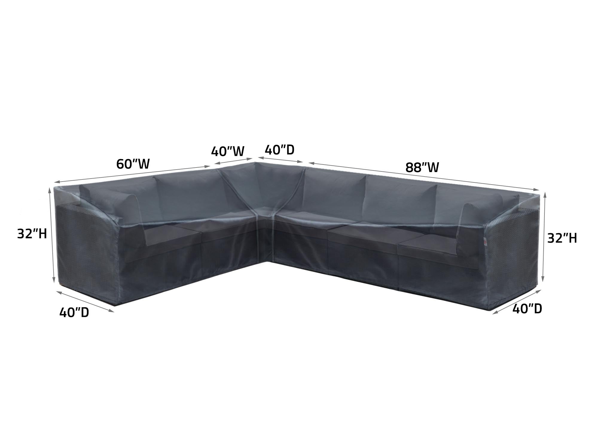 Modular Cover Straight Corner - 40"Wx40"Dx32"H - Mercury