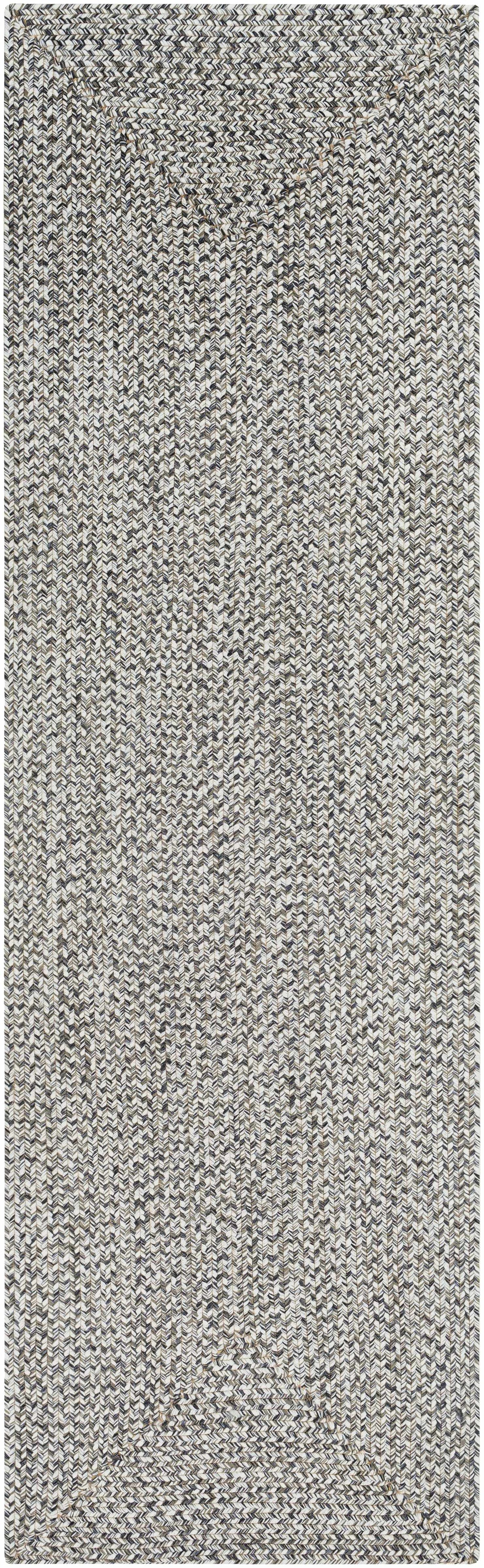 Cream Charcoal Braided Faux Jute Outdoor Rug