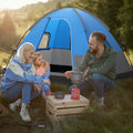 3 Person Outdoor Camping Tent with Removable Floor Mat for Camping Hiking Traveling-Blue