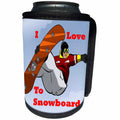 3dRose Florene - Numbers Symbols And Sayings - Image of Cartoon I Love To Snowboard with Man and Board - Can Cooler Bottle Wrap (cc_233010)
