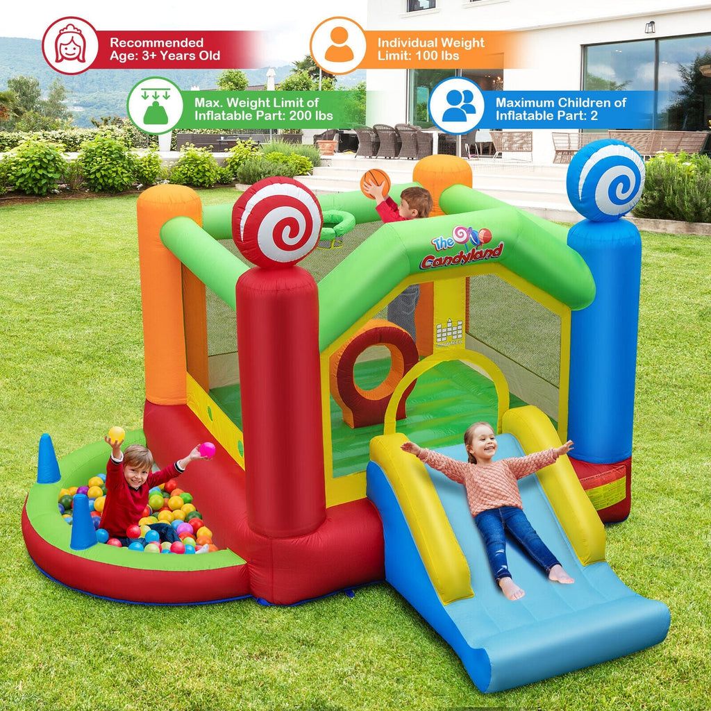 Candy Land Theme Kids Inflatable Bounce House with 735W Air Blower