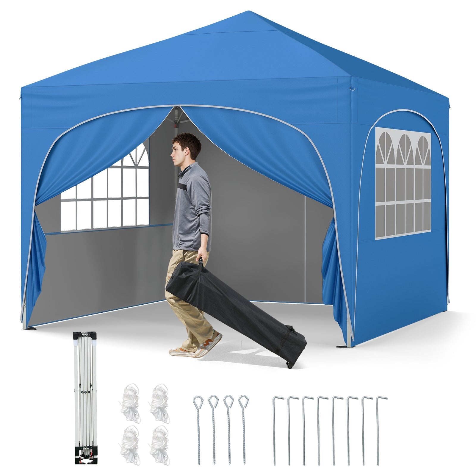 10 X 10 FT Pop up Canopy Tent with 4 Removable Sidewall