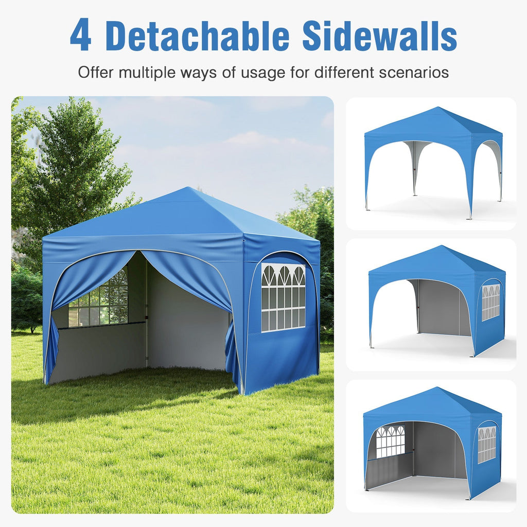 10 X 10 FT Pop up Canopy Tent with 4 Removable Sidewall