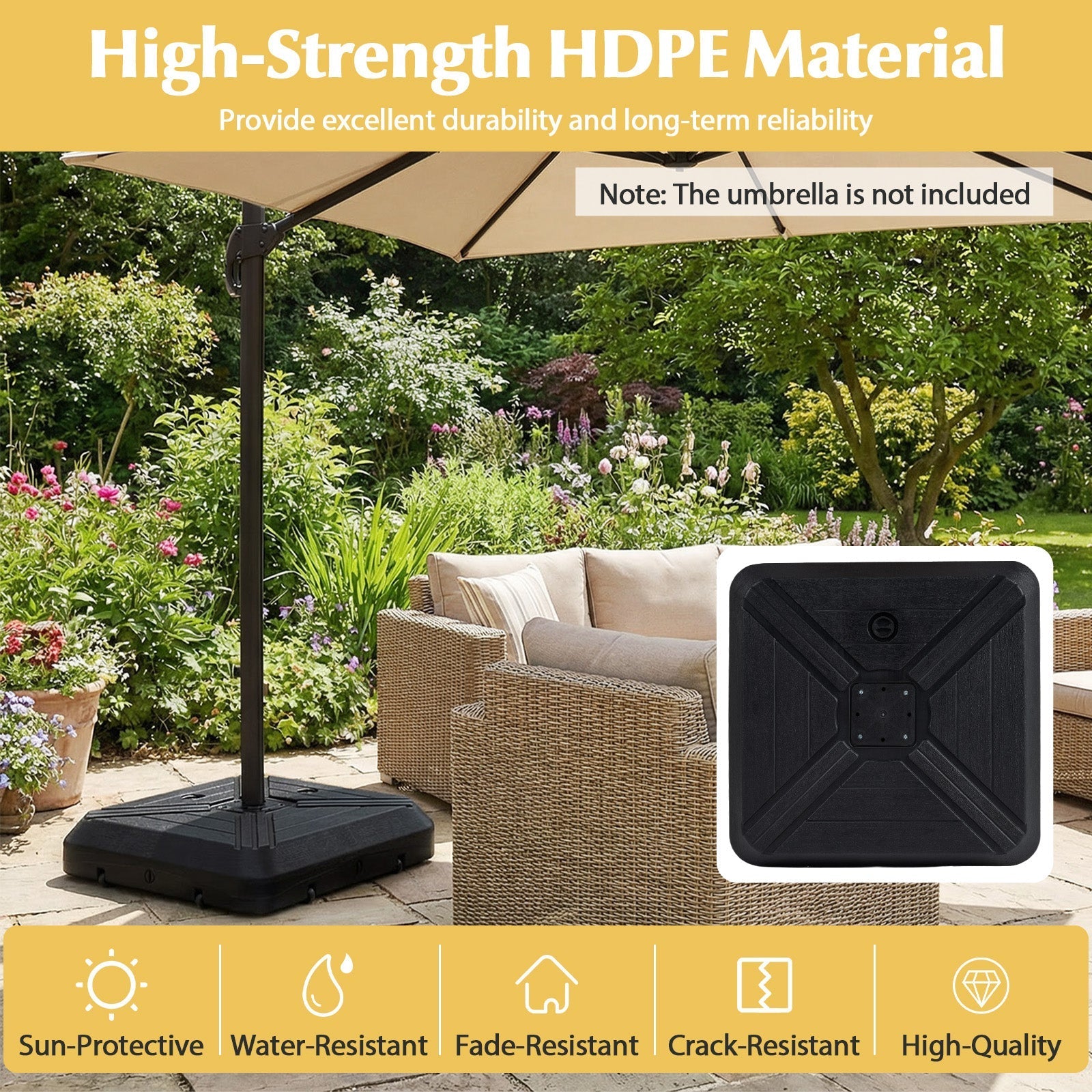 Cantilever Offset Umbrella Base with Wheels for Backyard Poolside
