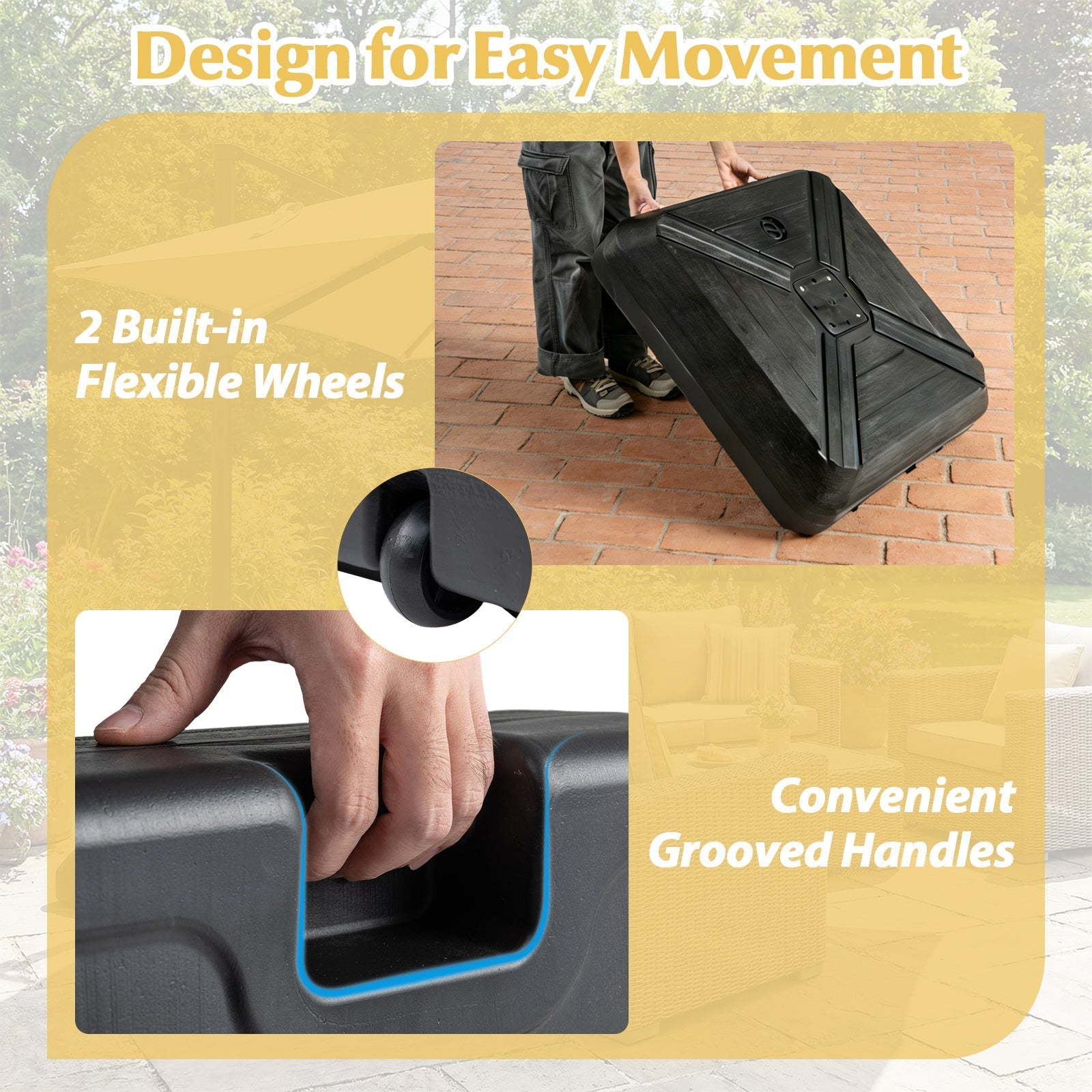 Cantilever Offset Umbrella Base with Wheels for Backyard Poolside