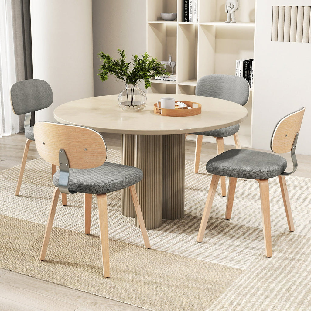 Chenille Fabric Upholstered Wooden Kitchen Chairs Set of 4