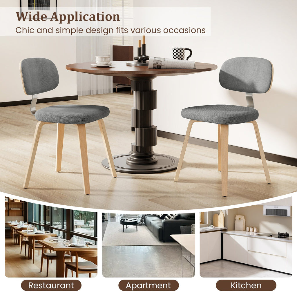 Chenille Fabric Upholstered Wooden Kitchen Chairs Set of 4