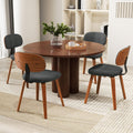 Chenille Fabric Upholstered Wooden Kitchen Chairs Set of 4