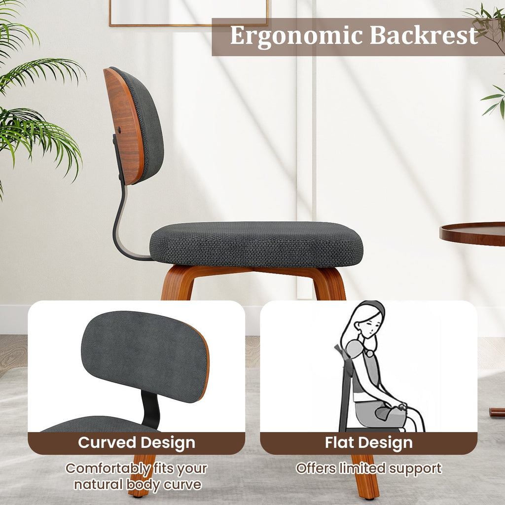Chenille Fabric Upholstered Wooden Kitchen Chairs Set of 4