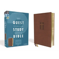 Niv, Quest Study Bible, Leathersoft, Brown, Comfort Print: The Only Q and A Study Bible - Imitation Leather