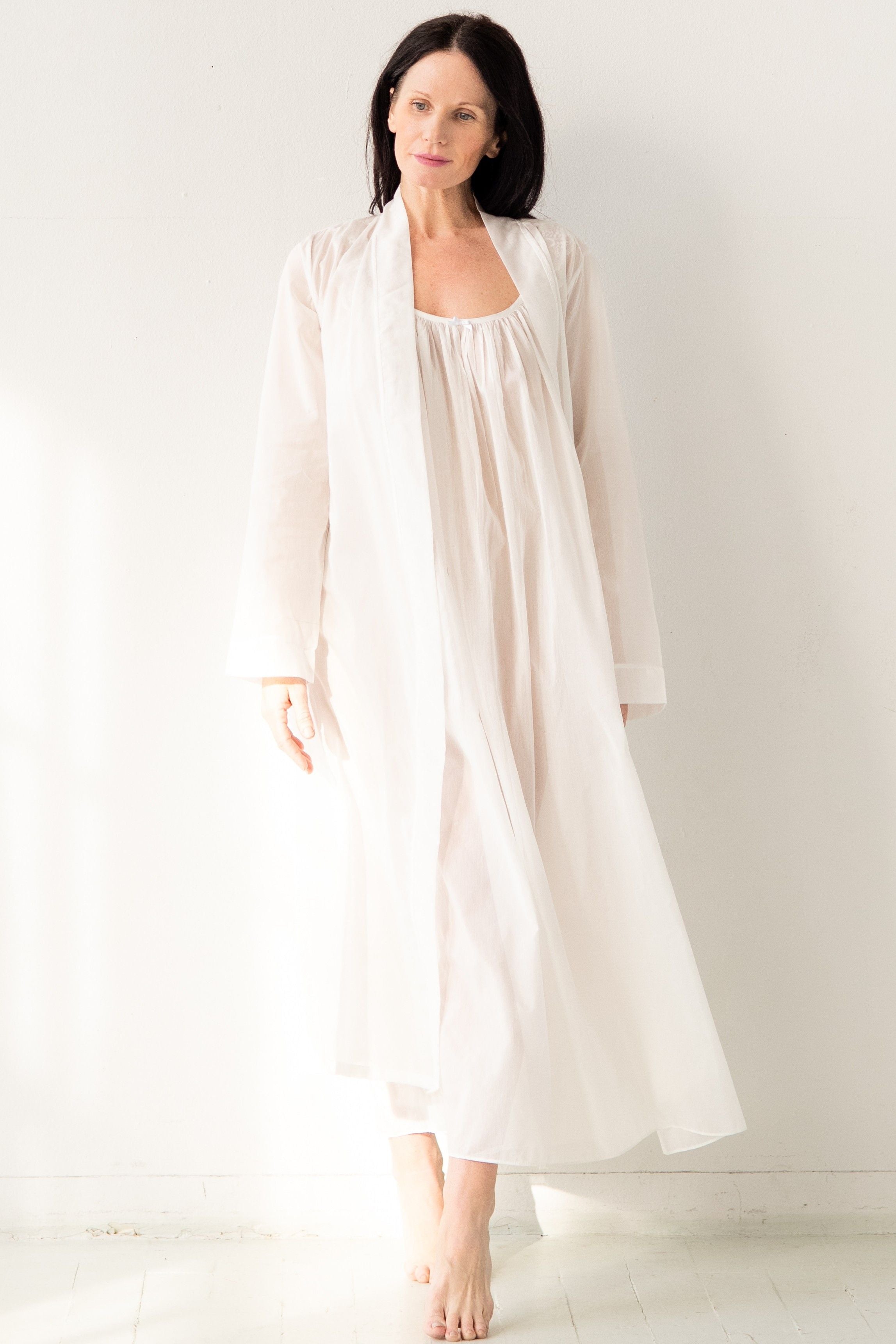 Classic Long Sheer Cotton-Silk Robe