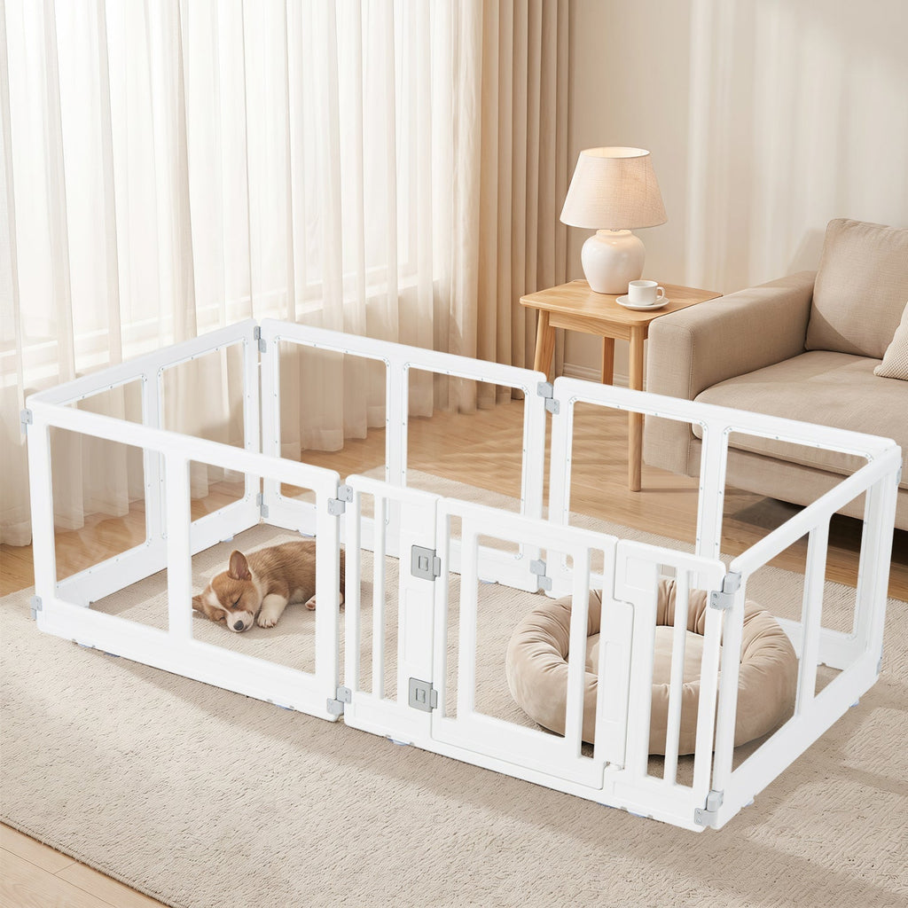 Clear Plastic Dog Playpen with Door - 8 Panel