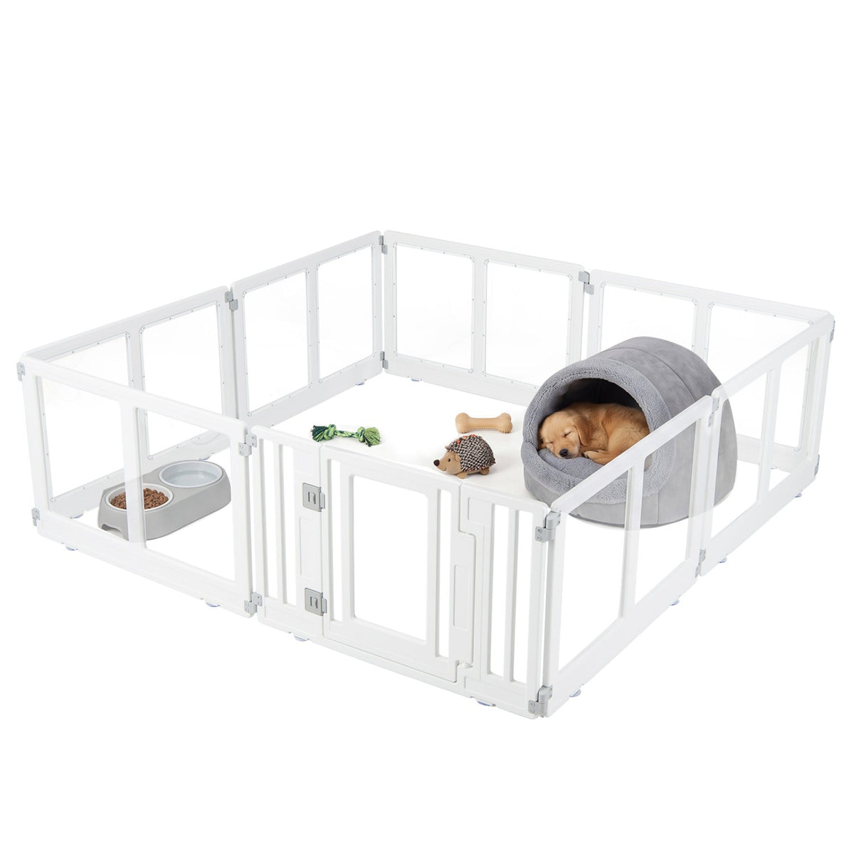 Clear Plastic Dog Playpen with Door - 8 Panel