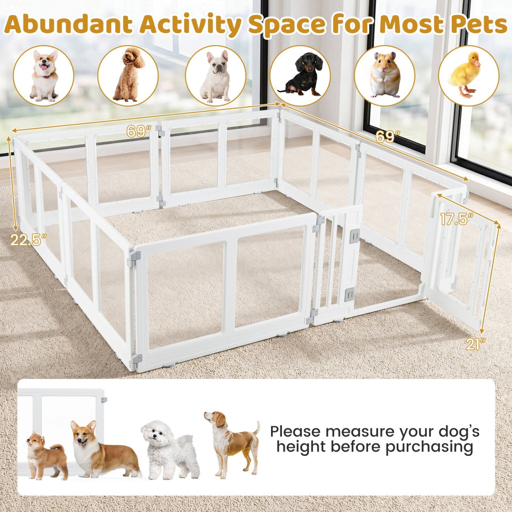 Clear Plastic Dog Playpen with Door - 8 Panel