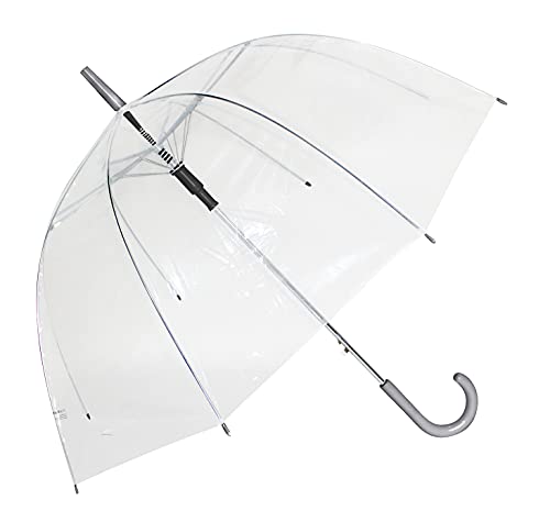23'' Straight Auto Open Clear/Grey Umbrella