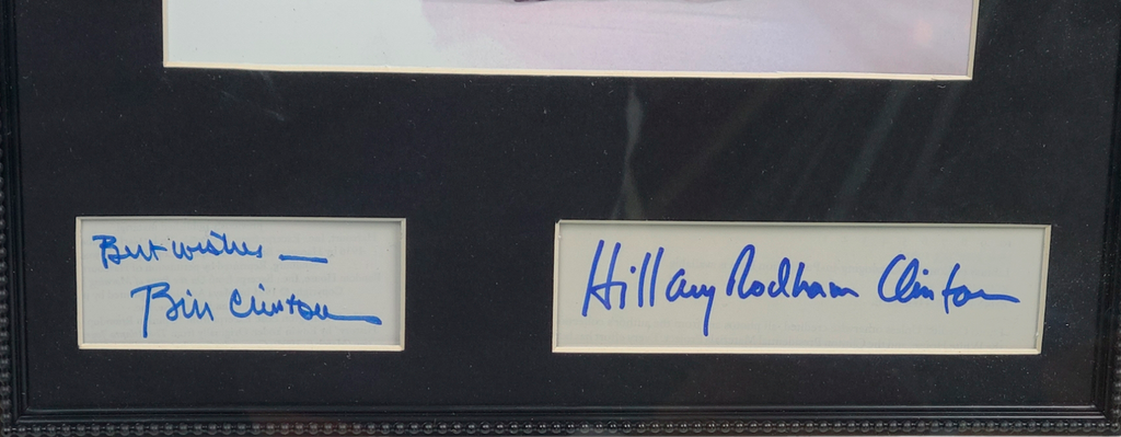 President Bill Clinton & Wife Hillary Signed Framed Photo Display JSA JSA