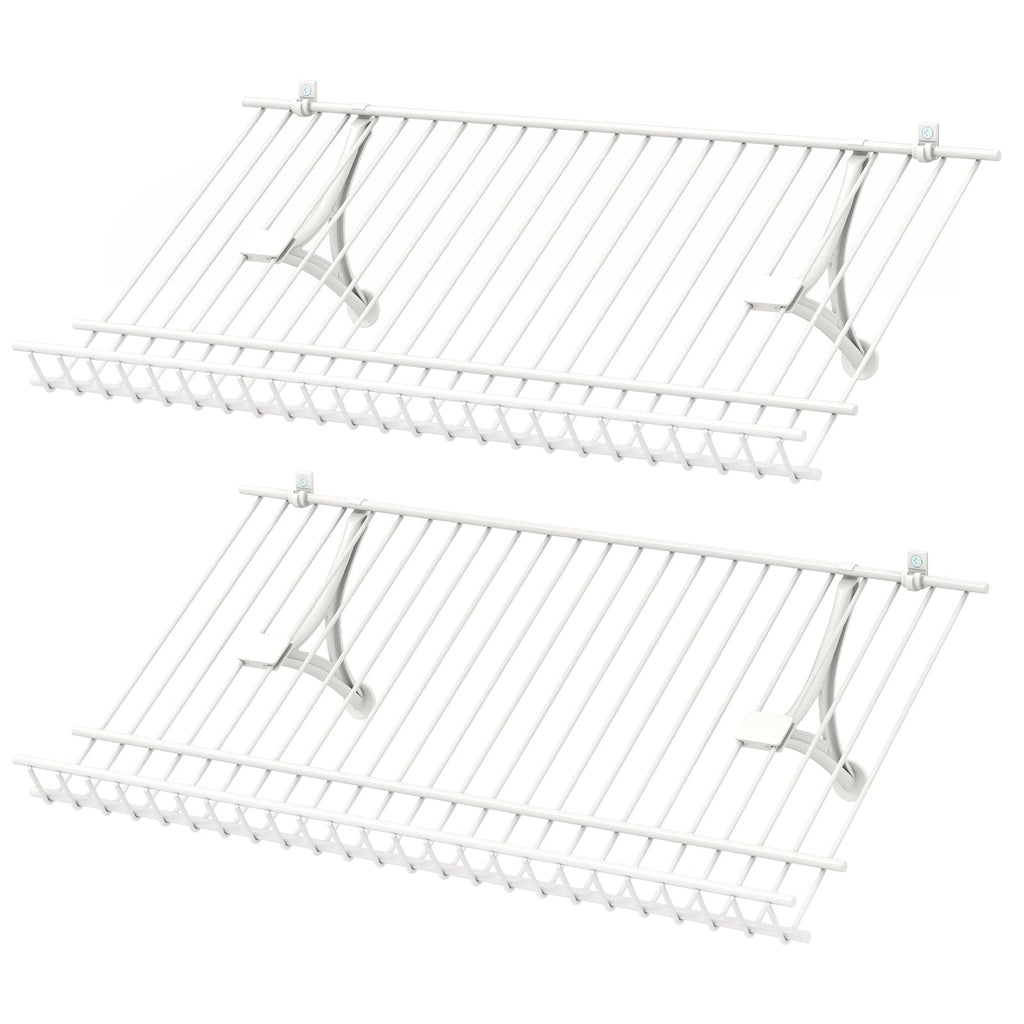 Closet Shelves Wall Mounted Set of 2 Metal Wire Shoe Racks
