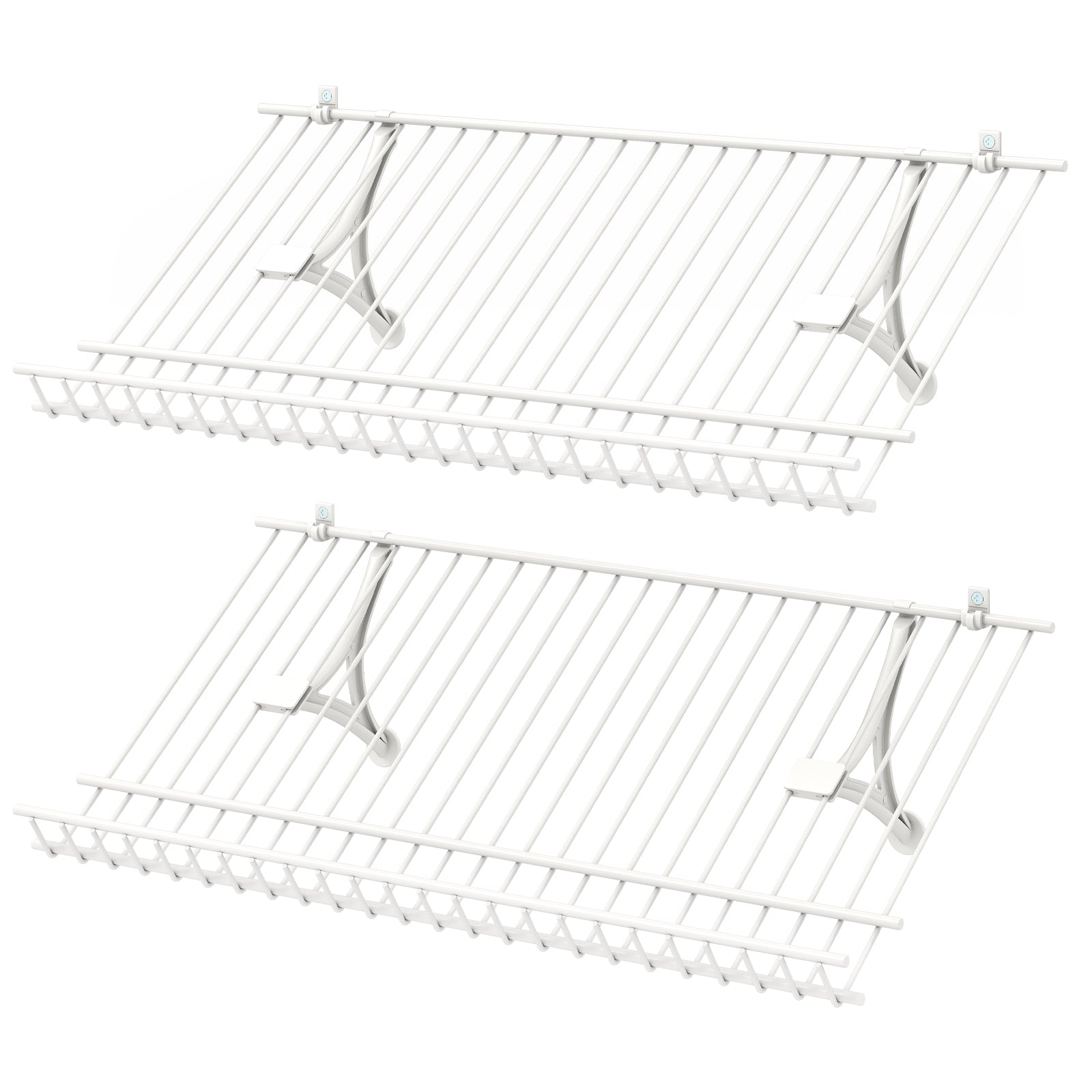 Closet Shelves Wall Mounted Set of 2 Metal Wire Shoe Racks