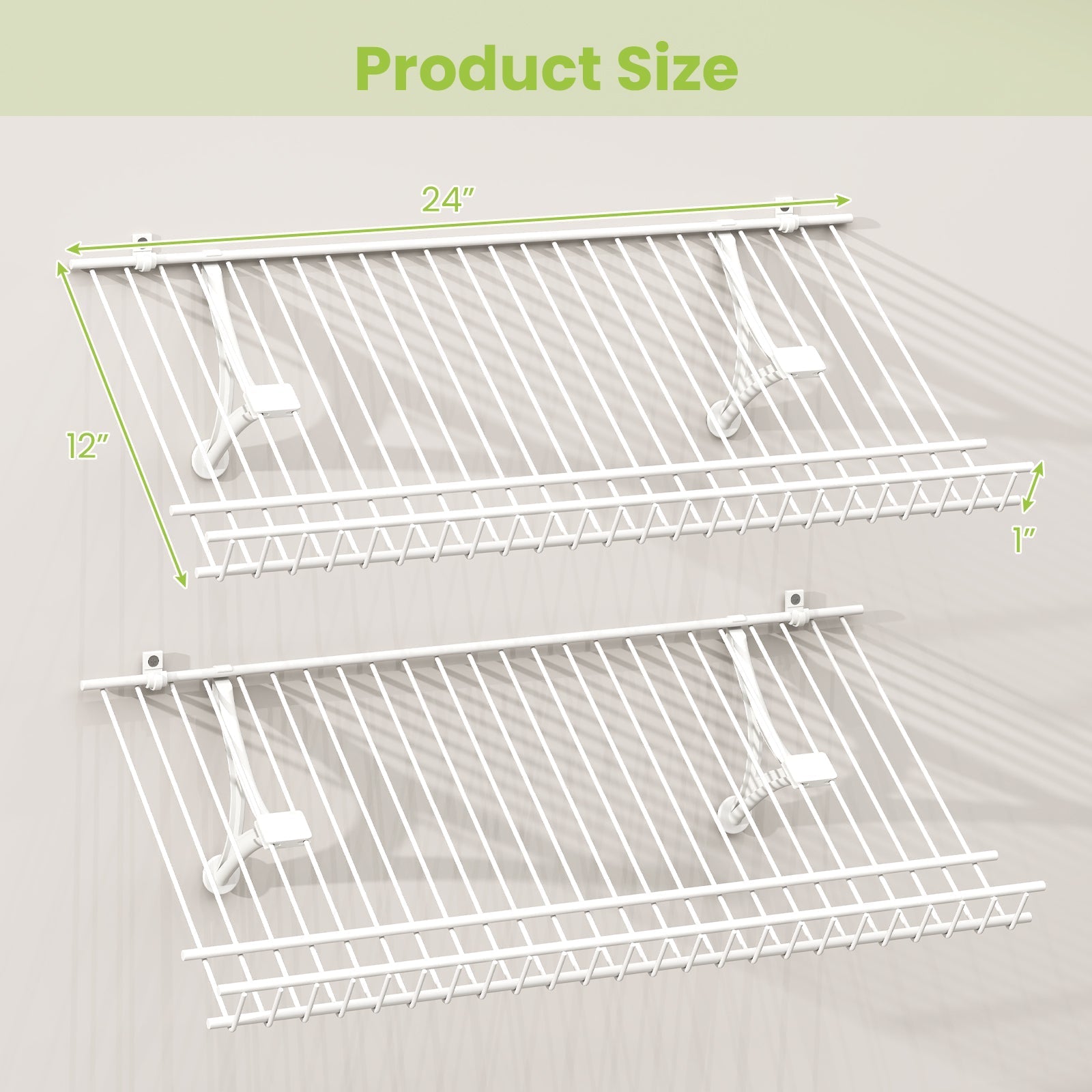Closet Shelves Wall Mounted Set of 2 Metal Wire Shoe Racks