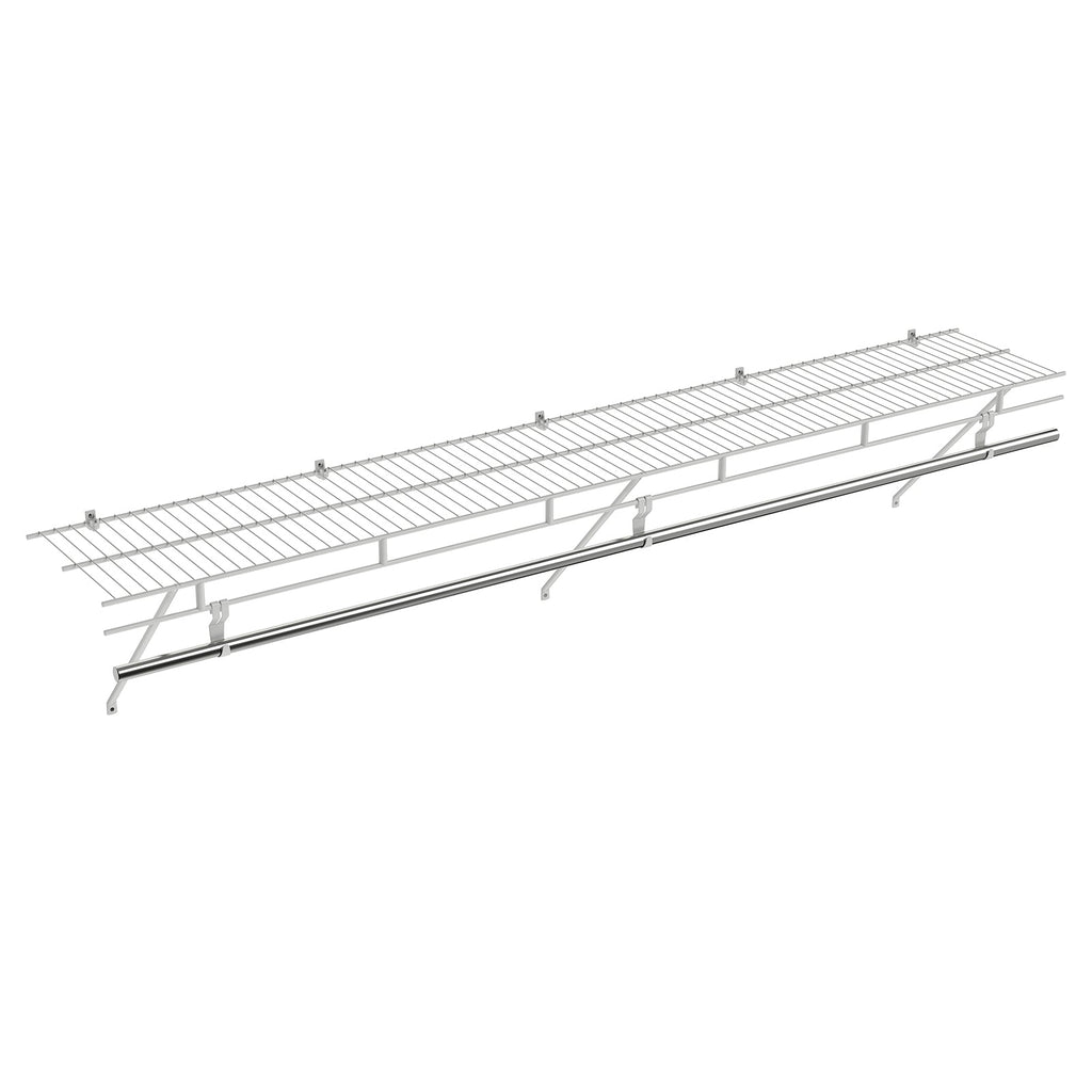Closet Shelves Wall Mounted with Hanging Rod for Laundry Room