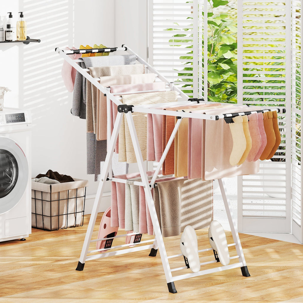 Clothes Drying Rack with Height Adjustable Wings