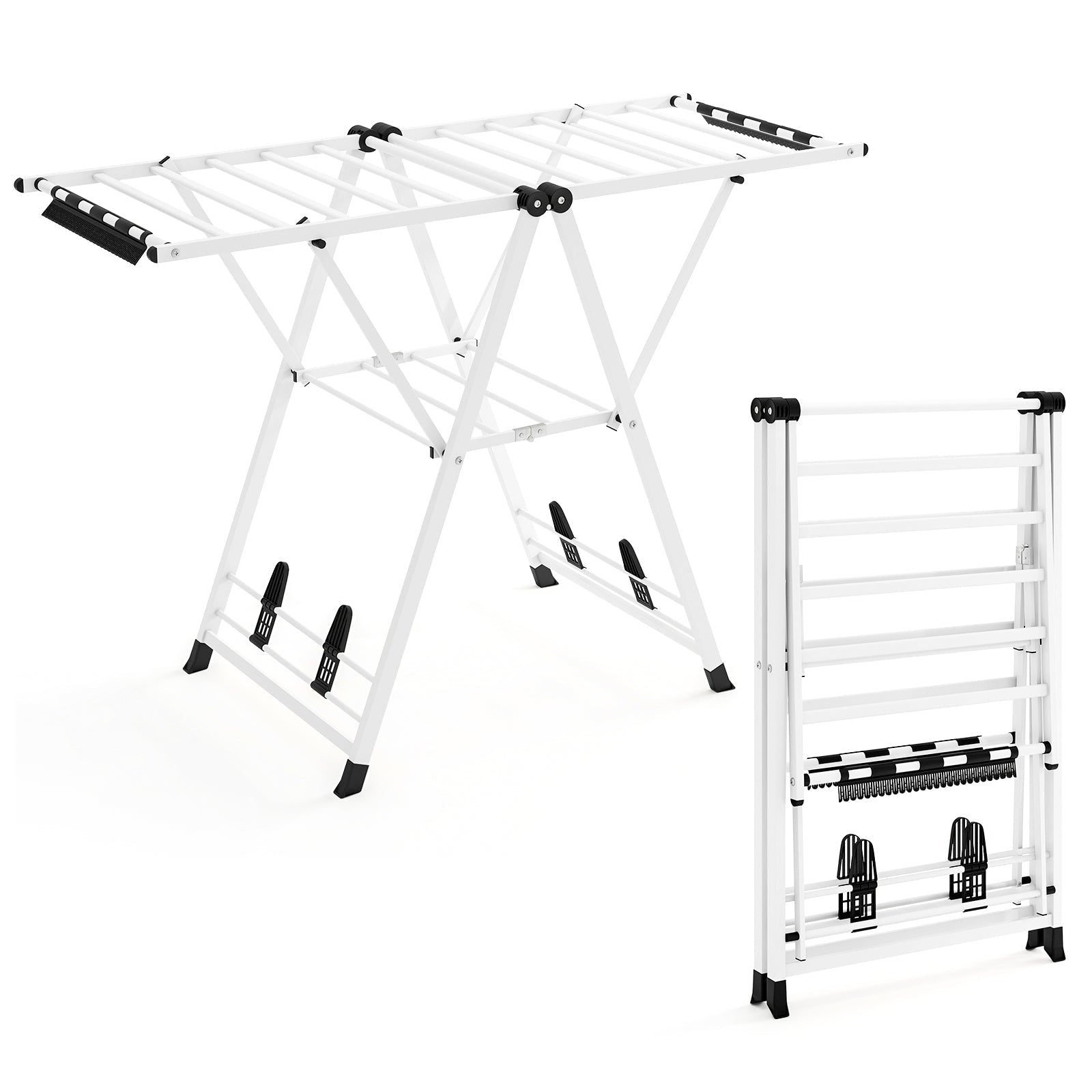 Clothes Drying Rack with Height Adjustable Wings