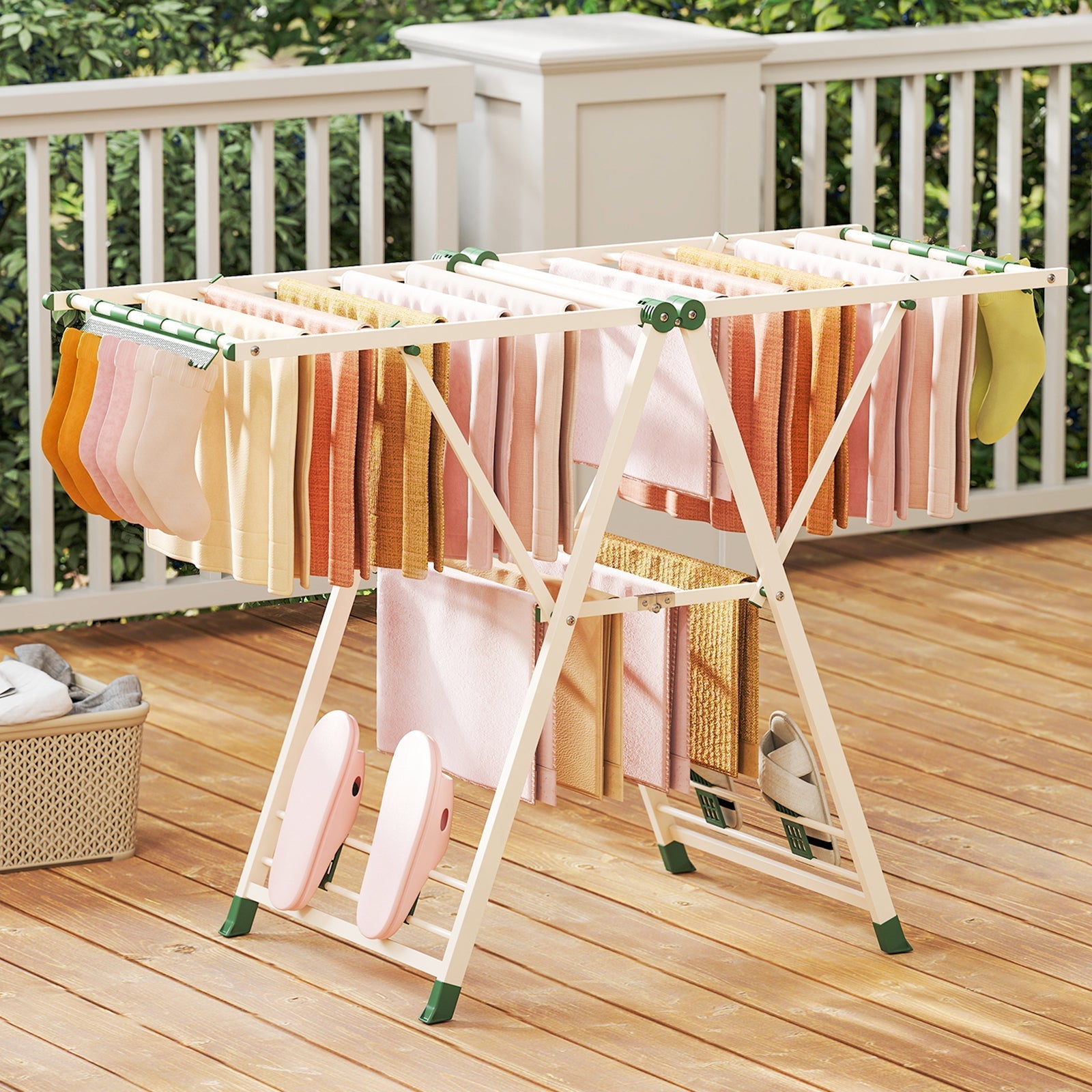 Clothes Drying Rack with Height Adjustable Wings