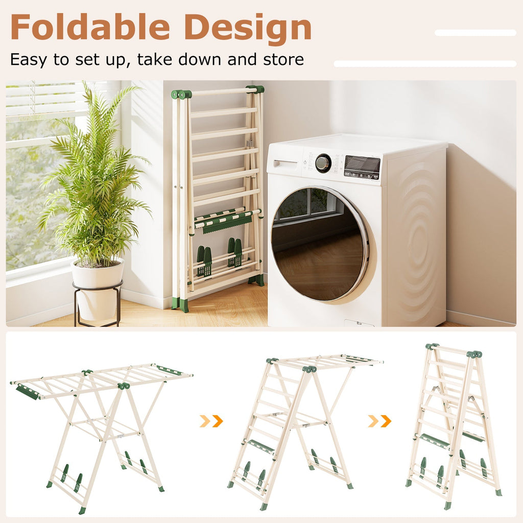 Clothes Drying Rack with Height Adjustable Wings