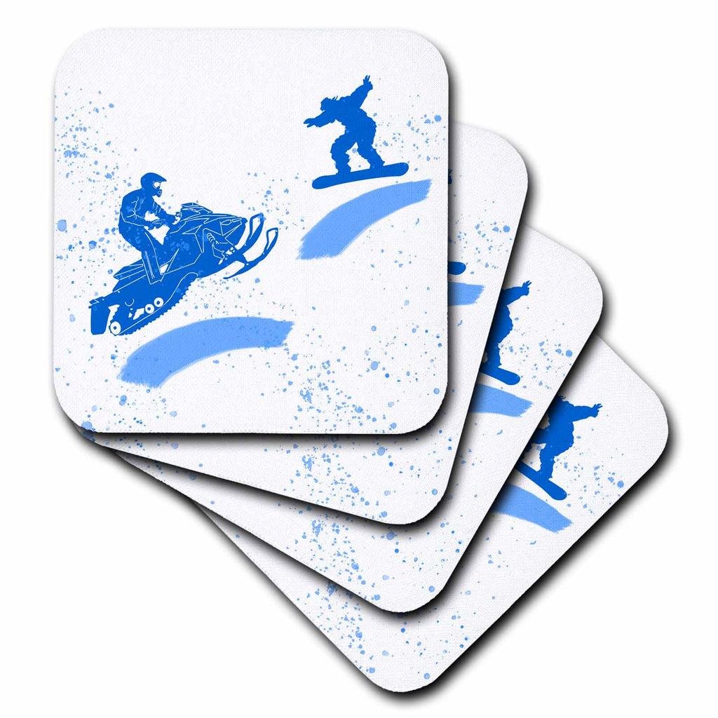 3dRose Alexis Design - Sport Winter - Snowmobile, Snowboard, Snow. Winter Sport. Add Your Custom Text - Coasters