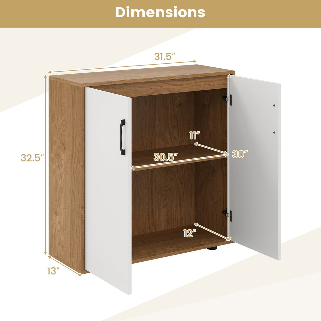 Coffee Bar Cabinet with 5-Position Adjustable Shelf for Living Room Dining Room-Natural