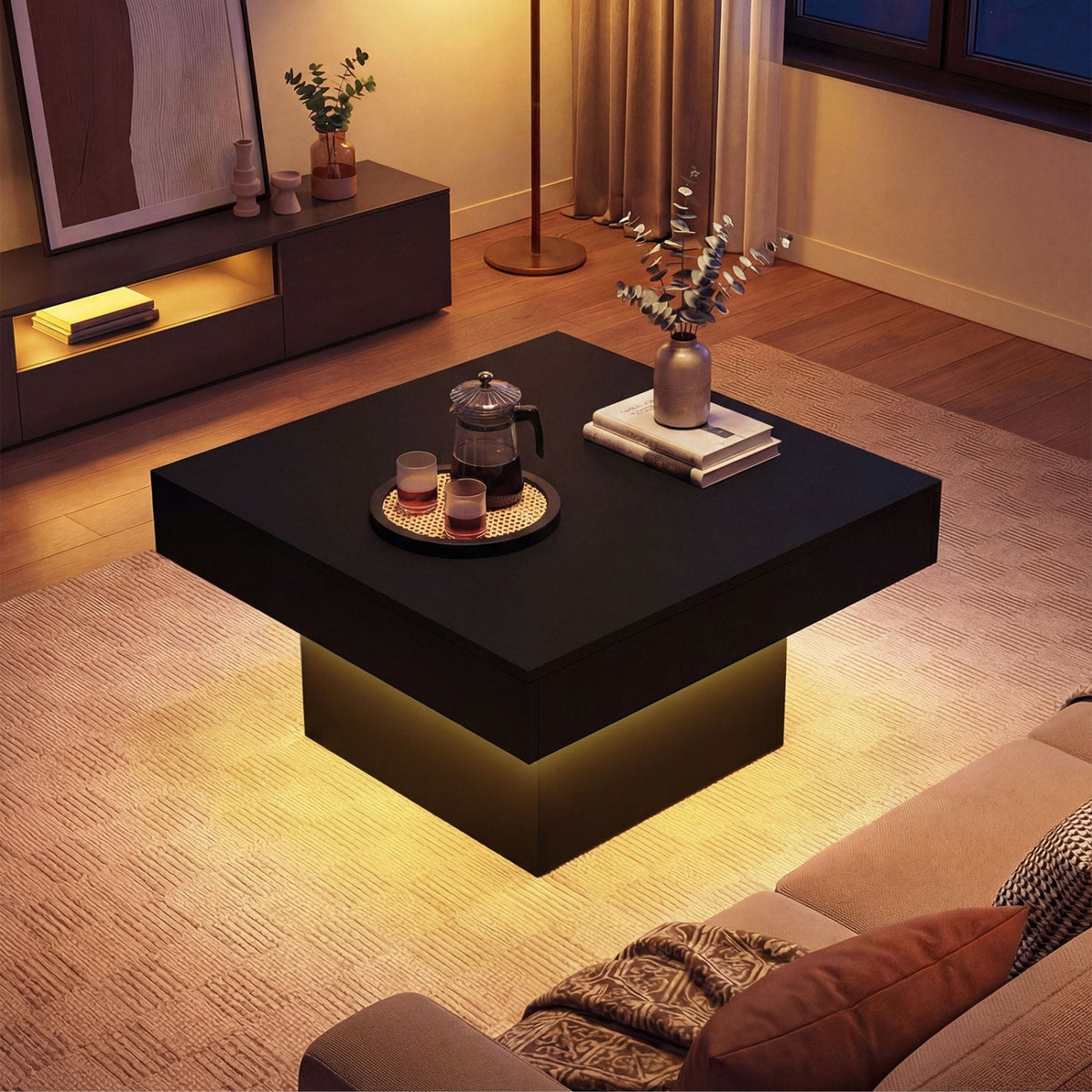 Coffee Table Accent Table with LED Lights and Dynamic Modes